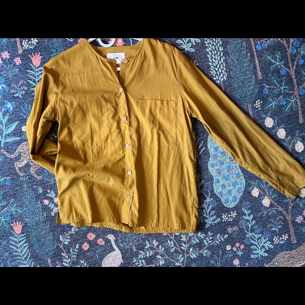 Folk Women’s Long-Sleeved Shirt Button-Up Mustard Yellow Size 2